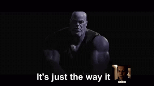 Thanos Says Just the Way It Is in Dark Room
