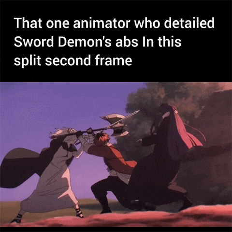 That One Animator Who Detailed Sword Demon 'S Abs In The Split Second Frame GIF