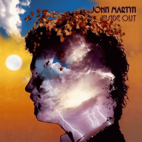 The Album Cover For John Martin 'S Inside Out Features A Man 'S Head With Leaves On It GIF