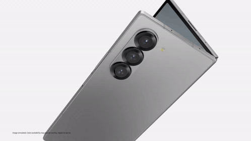The Back Of A Galaxy Z Fold6 Phone With Three Cameras GIF