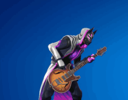 The Back Of A Person Playing A Guitar In A Video Game Against A Blue Sky GIF