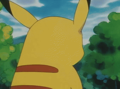 The Back Of A Pikachu Is Shown In A Cartoon GIF