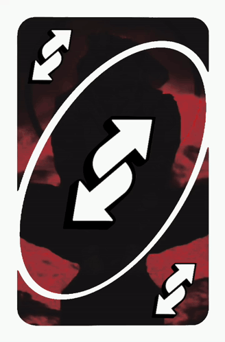 The Back Of A Playing Card With Two Arrows Pointing In Opposite Directions GIF