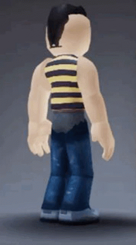 The Back Of A Roblox Character Wearing A Yellow And Black Striped Shirt . GIF