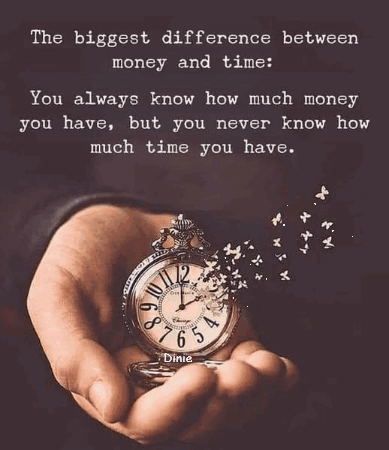 The Biggest Difference Between Money And Time Is You Always Know How Much Money You Have But You Never Know How Much Tim GIF