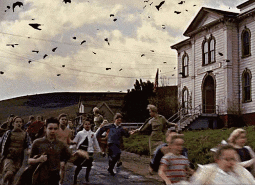 The Birds Running People GIF