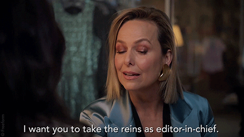 The Bold Type Jacquelyn Carlyle Giving Promotion GIF