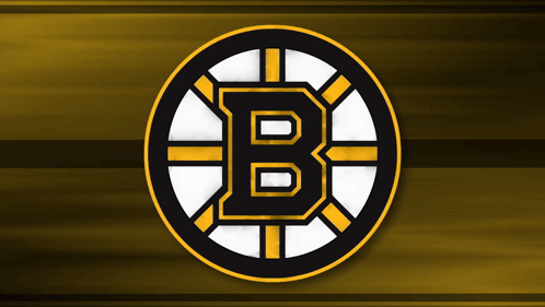 The Boston Bruins Logo Is Shown On A Yellow Background GIF