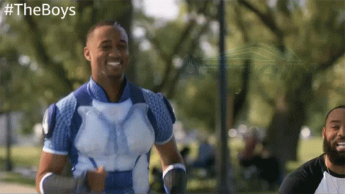 The Boys A Train Laughing While Running GIF