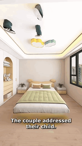 The Couple Addressed Their Child In A Bedroom GIF