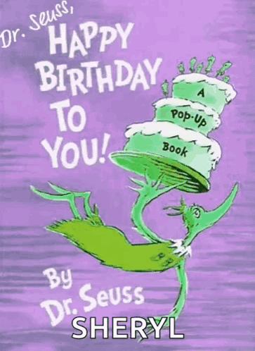 The Cover Of A Book By Dr. Seuss Titled Happy Birthday To You GIF
