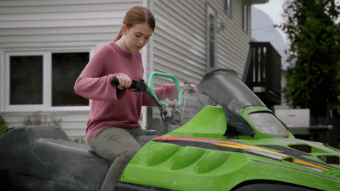 The Detour Delilah Parker Warming Up Snowmobile GIF