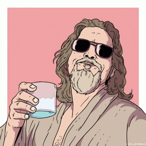 The Dude Drinking With Sunglasses Artwork GIF