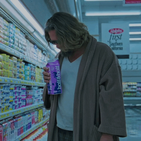 The Dude Sniffing Milk Carton GIF
