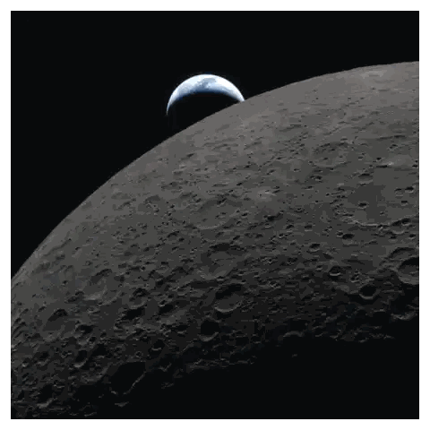 the earth is visible behind the moon in a black background