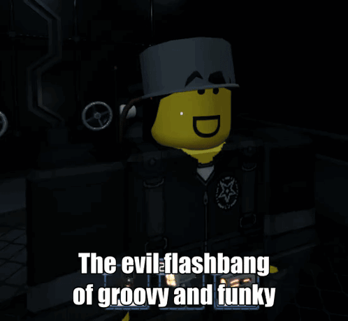 The Evil Flashbang Of Groovy And Funky Is Written On A Cartoon Character GIF