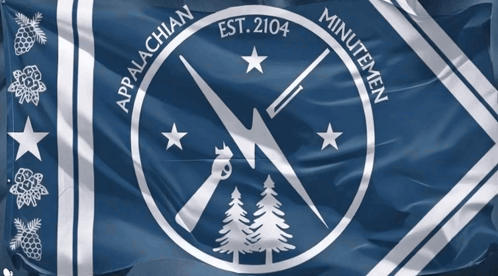the flag of appalachian minutemen is blue and white