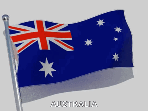 The Flag Of Australia Is Waving In The Wind On A Pole GIF