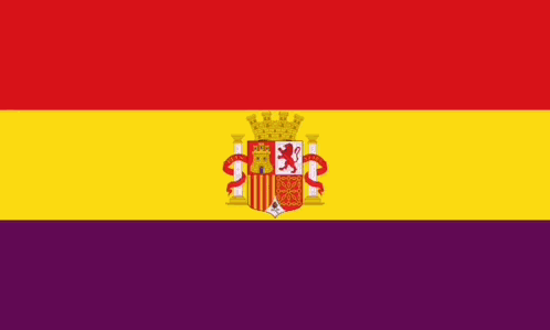 The Flag Of Spain Is Red , Yellow And Purple With A Coat Of Arms . GIF