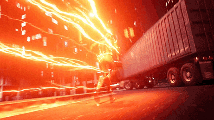 The Flash Running Lightning Speed Slide Truck GIF