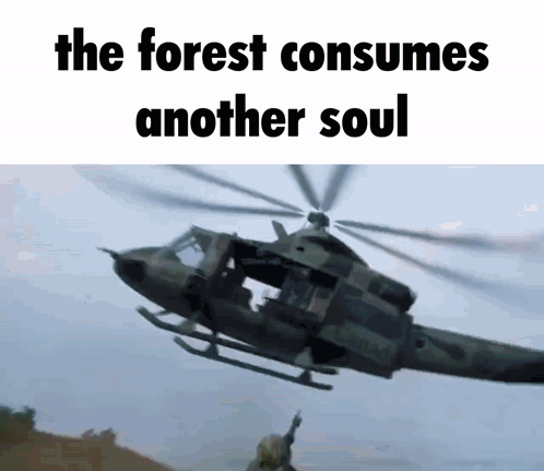 The Forest Consumes Another Soul Helicopter Meme GIF