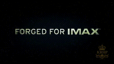 The Forged For Imax Logo Is On A Dark Background GIF