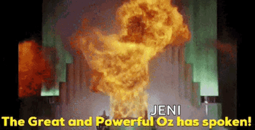 The Great And Powerful Oz Has Spoken In Front Of A Large Explosion GIF