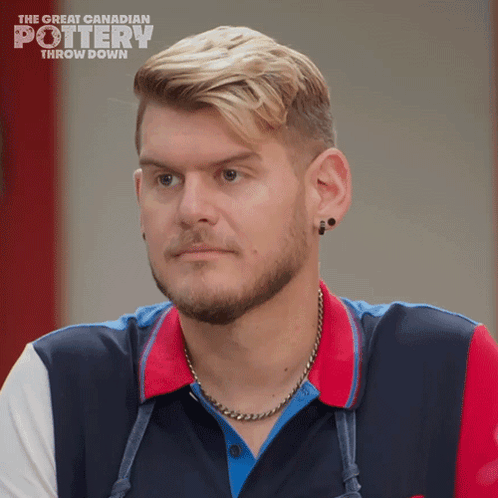 The Great Canadian Pottery Throw Down Shows A Man With Blonde Hair GIF
