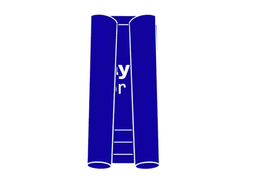 the hurray interior design logo is blue and white