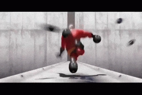 The Incredibles Bob Parr Escaping Cannons GIF