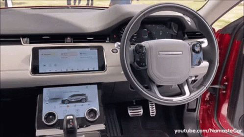 The Interior Of A Range Rover Evoque Is Shown In A Youtube Video GIF