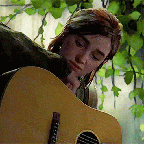 The Last Of Us Sad Ellie Guitar Leaning GIF