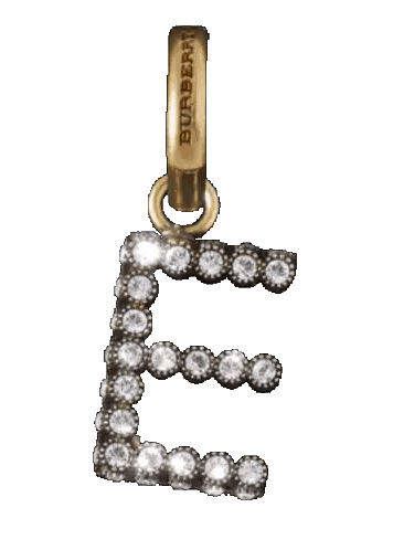the letter e is surrounded by diamonds and has a burberry logo on it