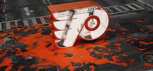 The Letter F Is Covered In Red Paint On The Ground GIF