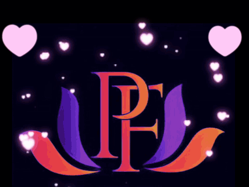 The Letter P Is Surrounded By Hearts And Leaves GIF