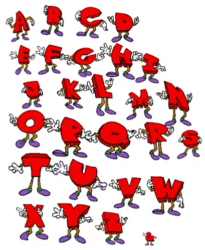 The Letters Of The Alphabet Are Animated In A Cartoon Style GIF