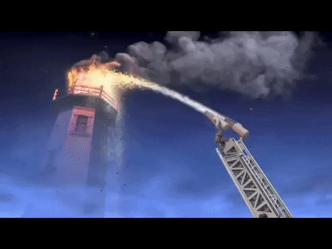 The Lighthouse Animation On Fire GIF