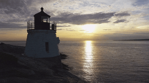 The Lighthouse Beautiful Calm Sunrise GIF
