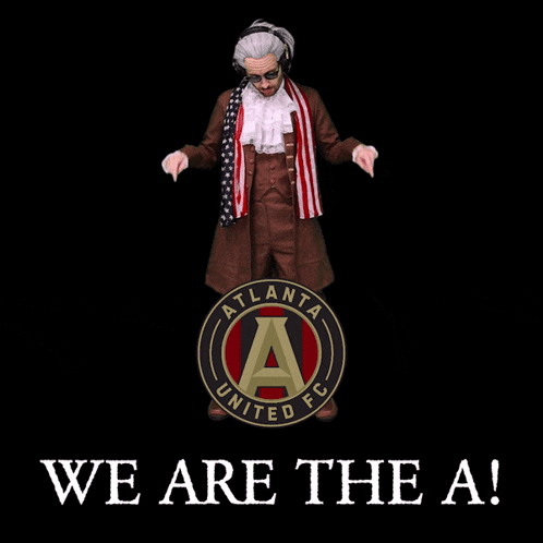 The Logo For Atlanta United Fc Has A Gold Letter A In A Red Circle GIF