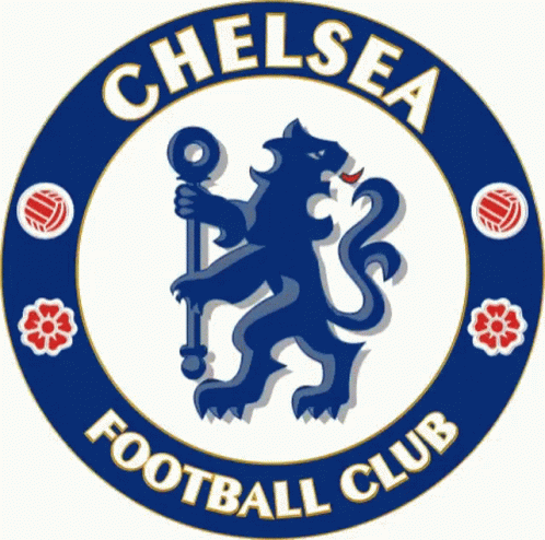 The Logo For The Chelsea Football Club Has A Lion Holding A Cane GIF