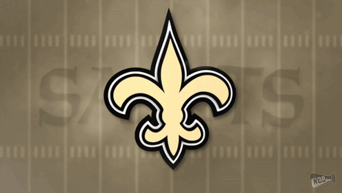 The Logo For The New Orleans Saints Is Shown On A Football Field GIF