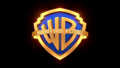 The Logo For Warner Bros. Pictures Is Shown On A Dark Background GIF