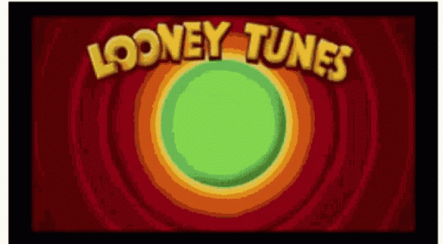 The Looney Tunes Logo Is Displayed On A Red Background GIF