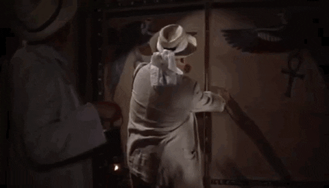 The Mummy Two Men Opening Door GIF
