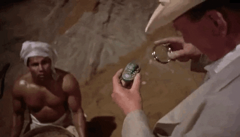 The Mummy Old Man Checking Ancient Stone GIF