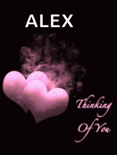 The Name Alex Is On A Black Background With Pink Hearts GIF