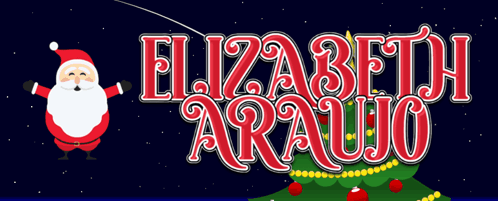 The Name Elizabeth Araujo Is On A Blue Background GIF