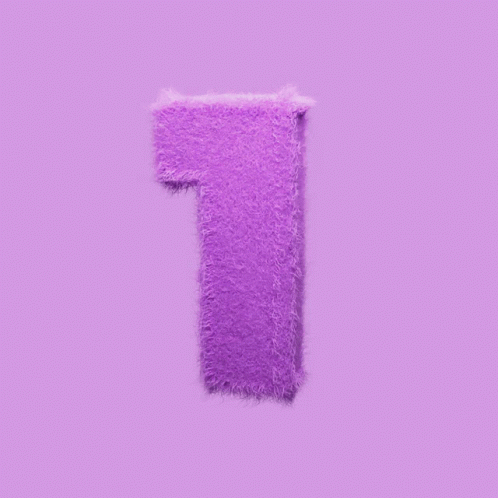 The Number 1 Is Made Of Purple Fur And Is On A Purple Background GIF