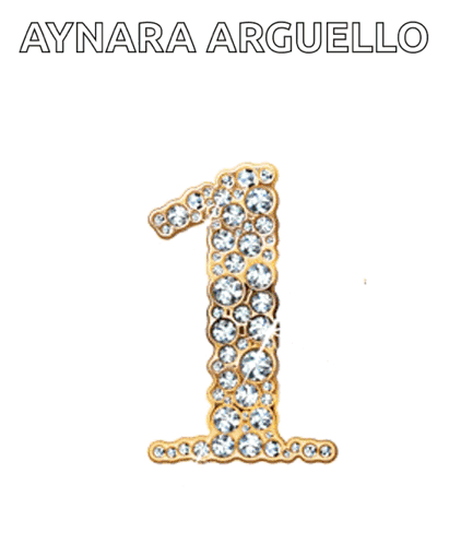 The Number 1 Is Surrounded By Flames And The Name Aynara Arguello Is Above It GIF