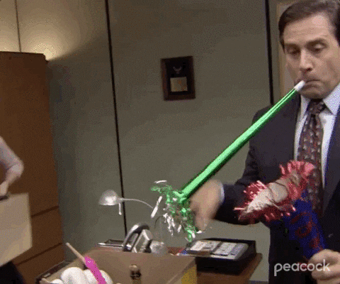 The Office Birthday Michael Scott Party Horns GIF